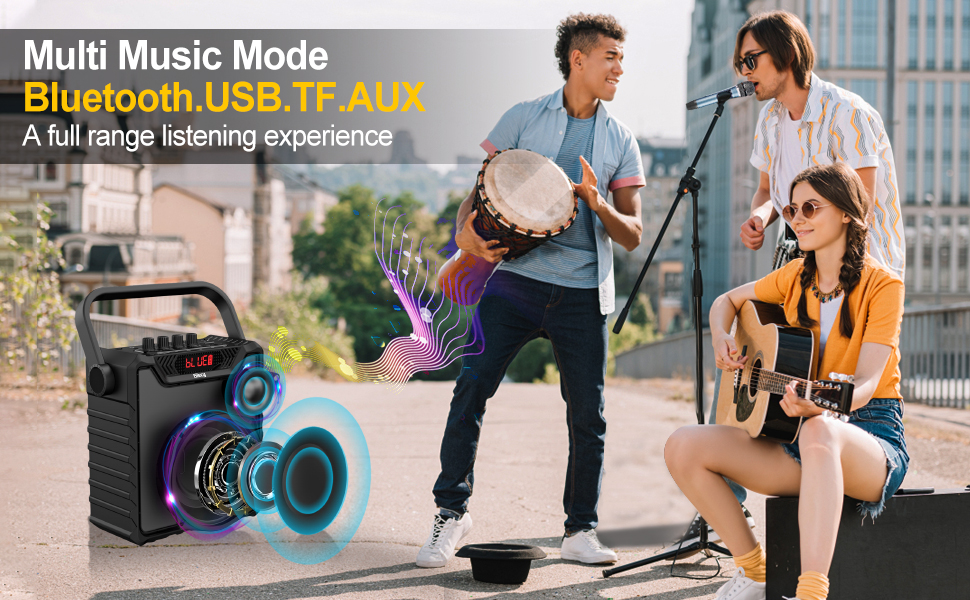 Портативна караоке-машина з 2 UHF мікрофонами, Bluetooth, підсилювач басів для дітей та дорослих, PA-система