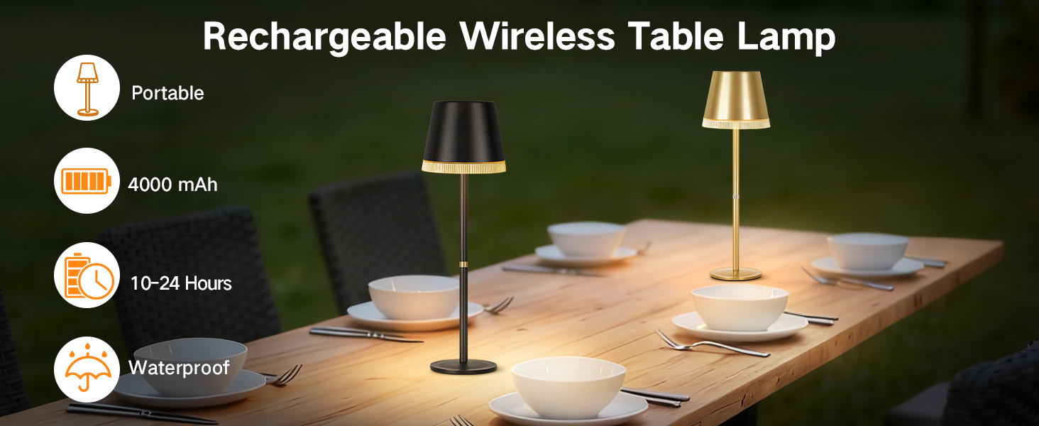 Світлодіодний настільний світильник OUTON з акумулятором, USB-C, 3 режими світла, димування, зелений - 2 шт.