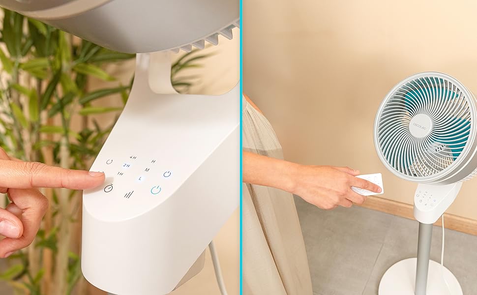 Вентилятор підлоговий Cecotec EnergySilence 1000 Cyclone Smart, 60 Вт, 9 дюймів, 3 швидкості, 3 режими, таймер 7 годин, сенсорне управління, автоматичне гойдання, пульт дистанційного керування