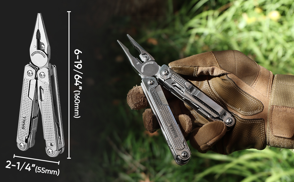 Мультитул SHALL 18-в-1: плоскогубці, викрутки, універсальний ключ для кемпінгу, риболовлі, виживання та полювання