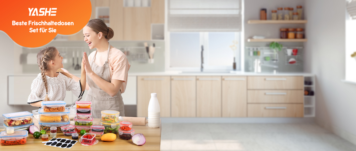 Контейнери для зберігання YASHE 24 шт. з кришкою, герметичні, BPA-free, для сухих продуктів, мюслі, борошна та цукру