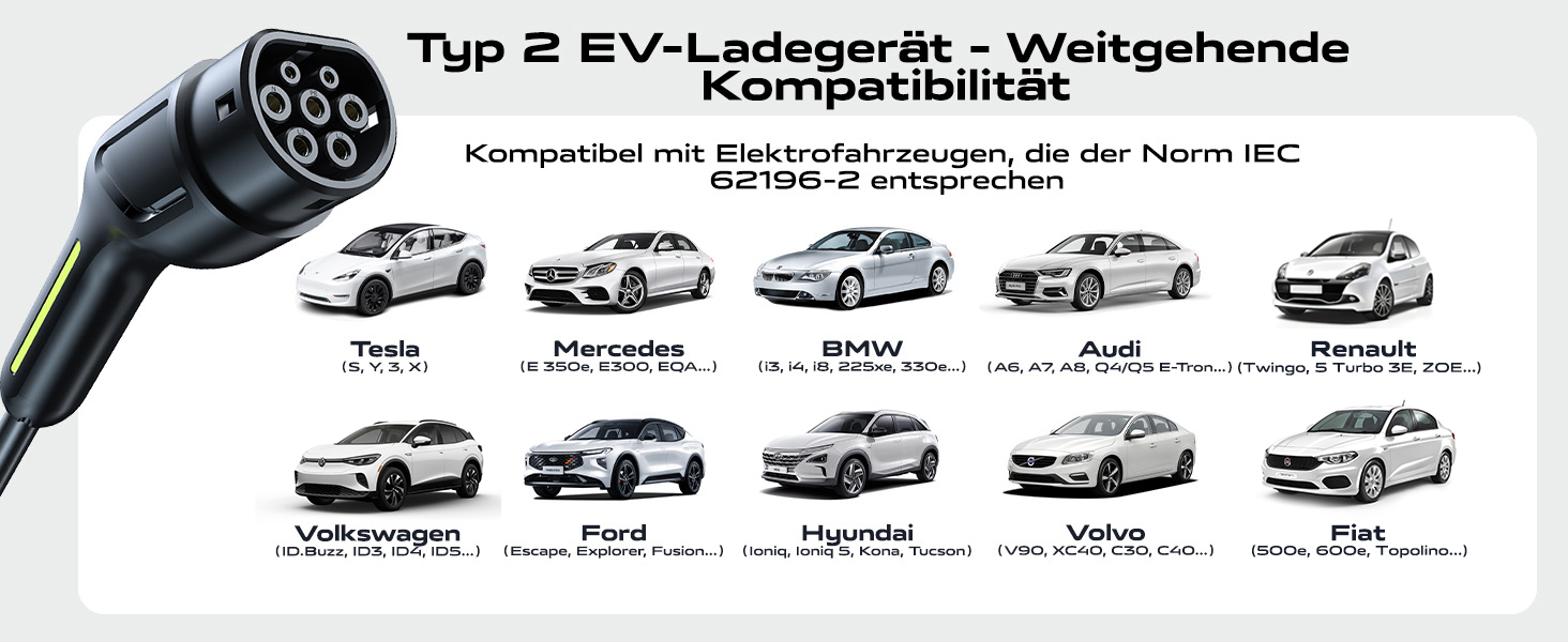 Кабель для зарядки електромобіля Type 2 Schuko 3.68kW, 6-16A, 5M, 1-фазний, з цифровим дисплеєм, IP65, IEC 62196-2 PHEV/EV