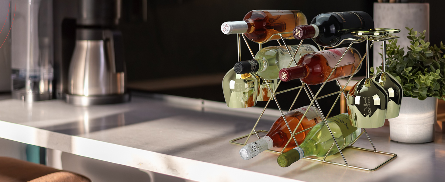 Стильне металеве вінорегулятор Gusto Nostro для столу (рожеве золото, 8 пляшок)