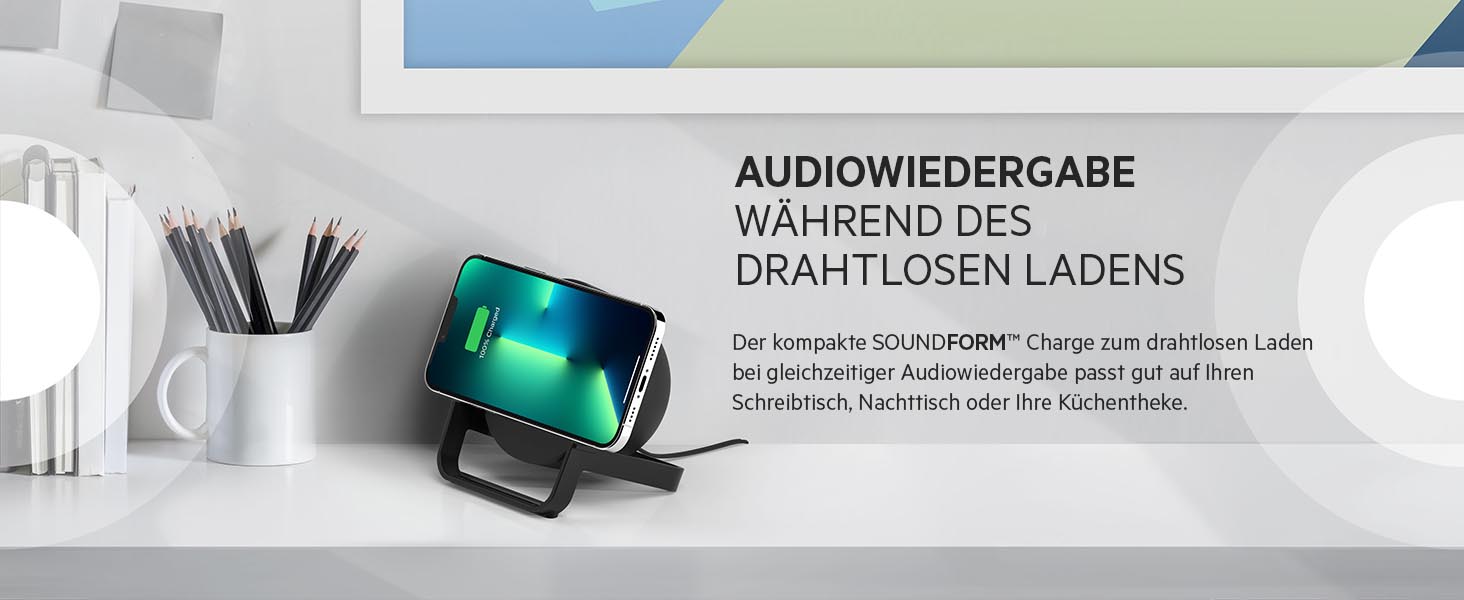 Belkin SoundForm Charge: Bluetooth-динамік з бездротовим зарядним пристроєм (Чорний)