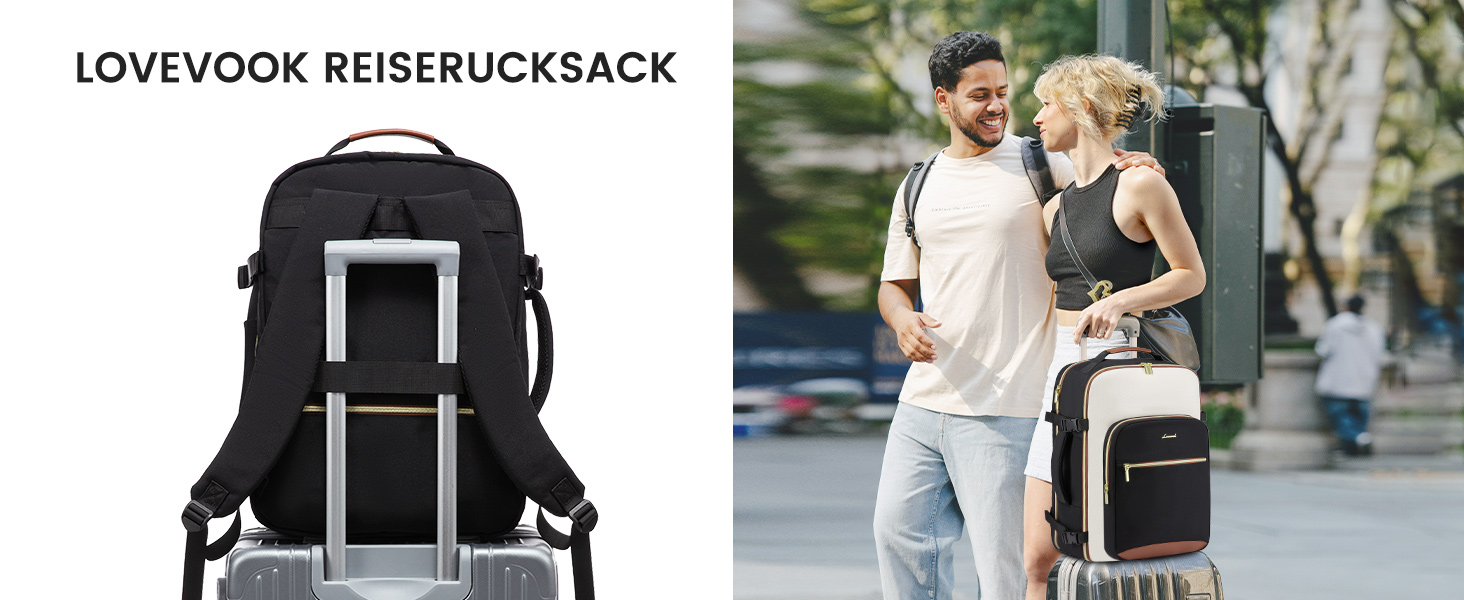 Рюкзак LOVEVOOK для ручної поклажі літака, 40L, водонепроникний, для ноутбука 17 дюймів, для подорожей, школи, роботи, кемпінгу, чоловічий/жіночий, бежевий+чорний+коричневий
