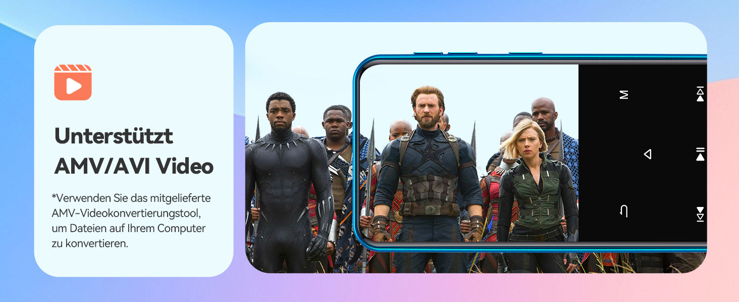 MP3-плеєр AGPTEK 64GB Bluetooth 5.3 з TFT екраном, FM-радіо, підтримкою до 128GB, функцією запису та E-Book (синій)