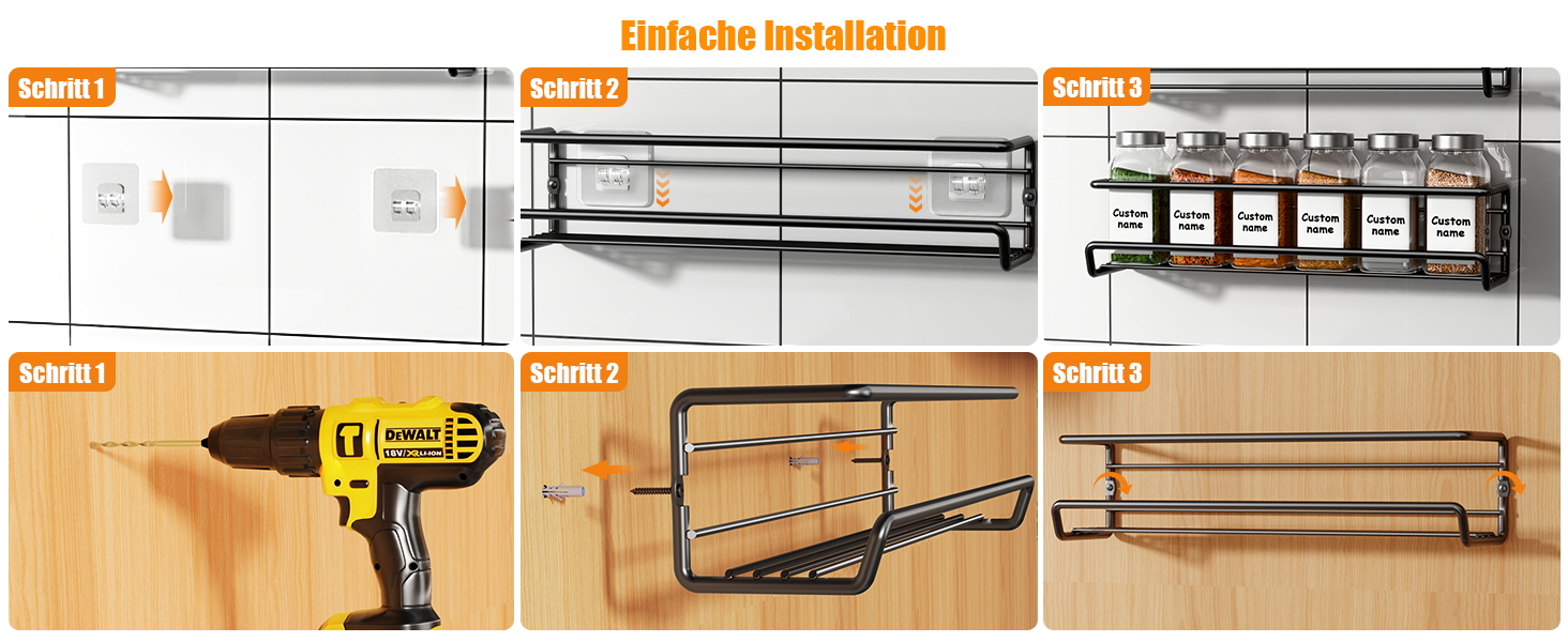 Спецівник для спецій з 24 скляних баночок та етикетками, без свердління, підвісний, для стін та шаф, органайзер для спецій, набір 4 шт. (24 баночки з нержавіючою сталлю)