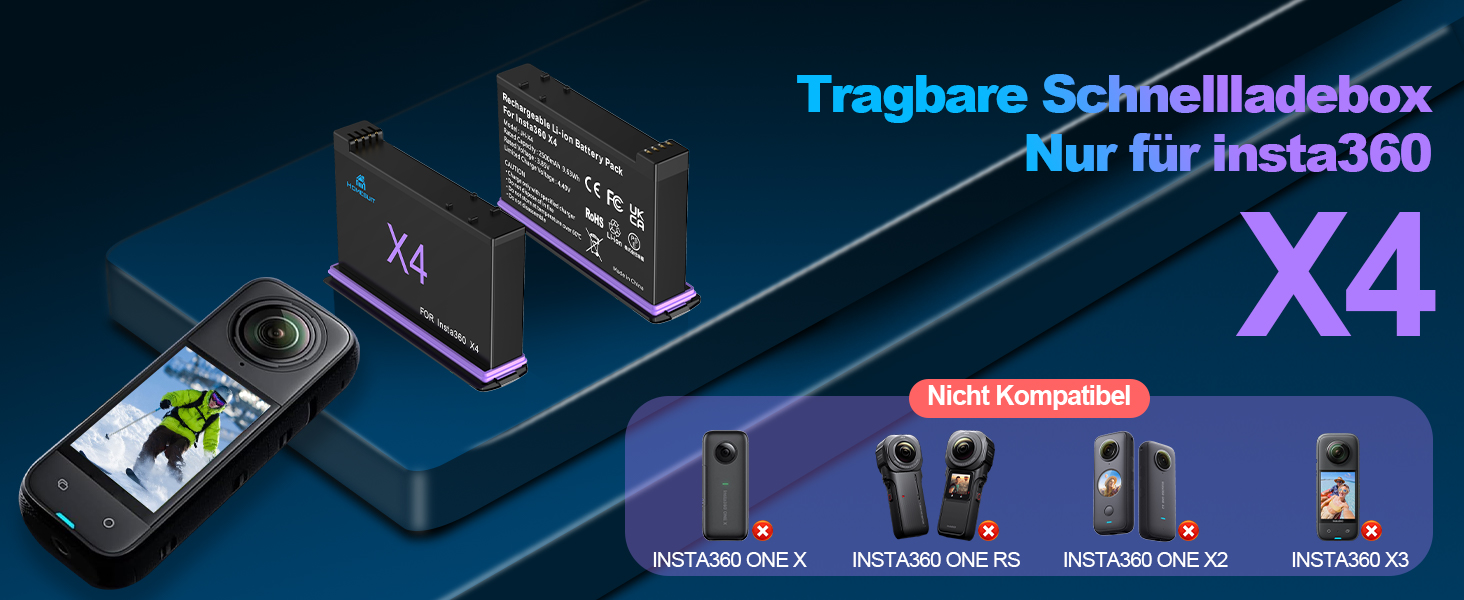 Акумулятор Insta360 X5 2 шт. 2850mAh + LED зарядний пристрій + Micro SD картридер (2x акумулятор X4, 1x LED зарядний комплект)