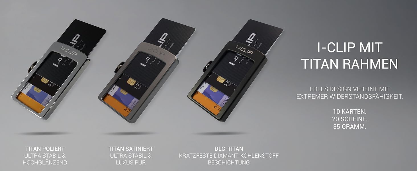 Міні-гаманець I-CLIP з кліпсою для грошей - Slim гаманець з натуральної шкіри - чорний, з карбоновим дизайном