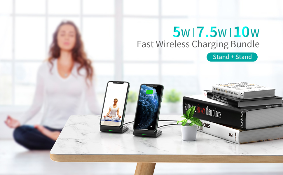 Бездротові зарядні станції BHHB 2 шт. 15W, сумісні з Samsung Galaxy, iPhone, Google