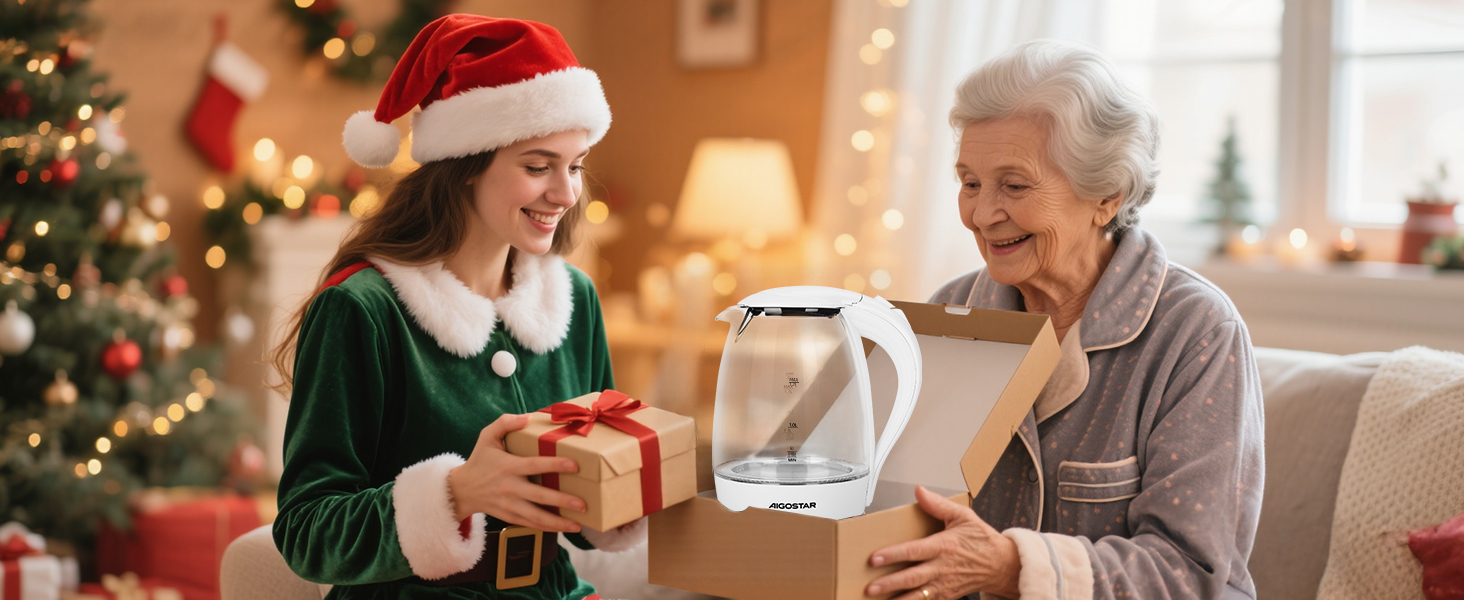 Електричний чайник Aigostar 1.7 л, 2200 Вт, зі скляною колбою, LED-підсвічуванням, без BPA, з фільтром від накипу, чорний (Eve)