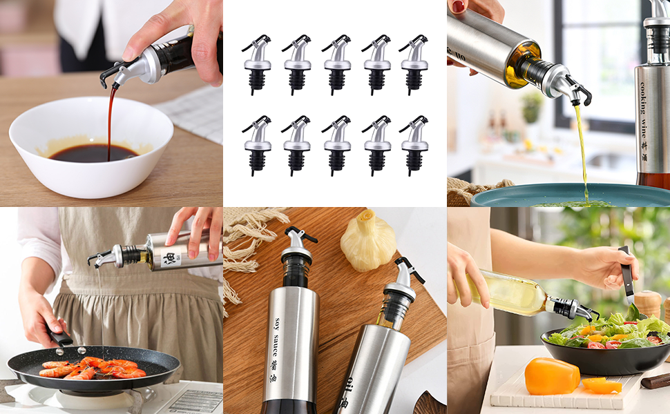 Виливники для пляшок THETAG, 10 шт. - виливання вина, олії, спецій, сиропів (без протікання)