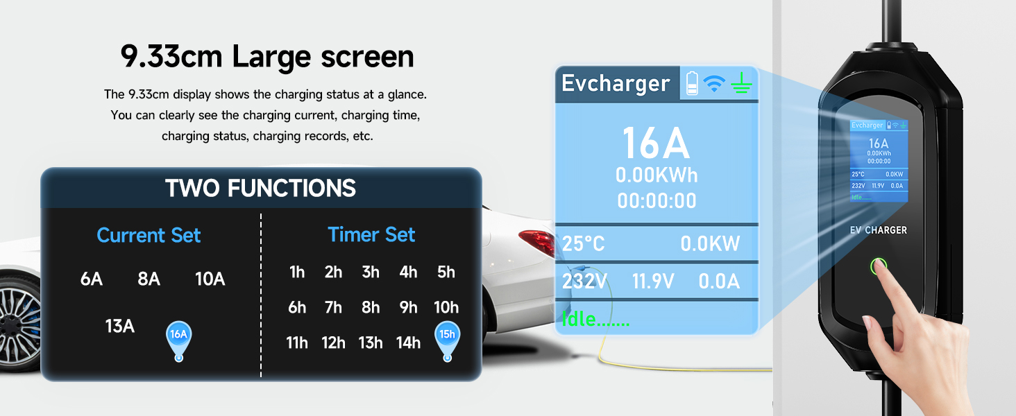 Кабель зарядного пристрою для електромобіля 8м, 3.6 кВт, Schuko, регульований струм 6/8/10/13/16A, з сумкою, IEC 62196-2