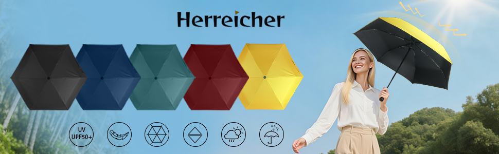 Компактний туристичний парасолька Herreicher з автоматичним відкриванням - легкий, складаний, портативний, з UV-захистом, для чоловіків та жінок (Gleb)