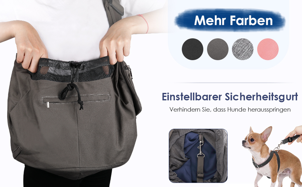 Трагета для собак Nasjac, переноска для собак через плече, сіра, з підставками для дна, для маленьких собак та котів, з регульованим плечовим ременем та кишенею на блискавці