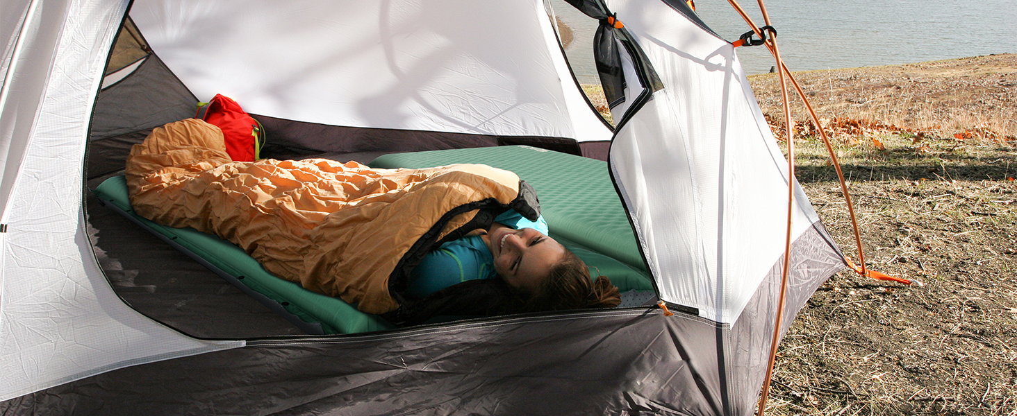 Каремат HIKENTURE самонадувний, 10 см товщини, для кемпінгу, туризму та подорожей (темно-зелений)