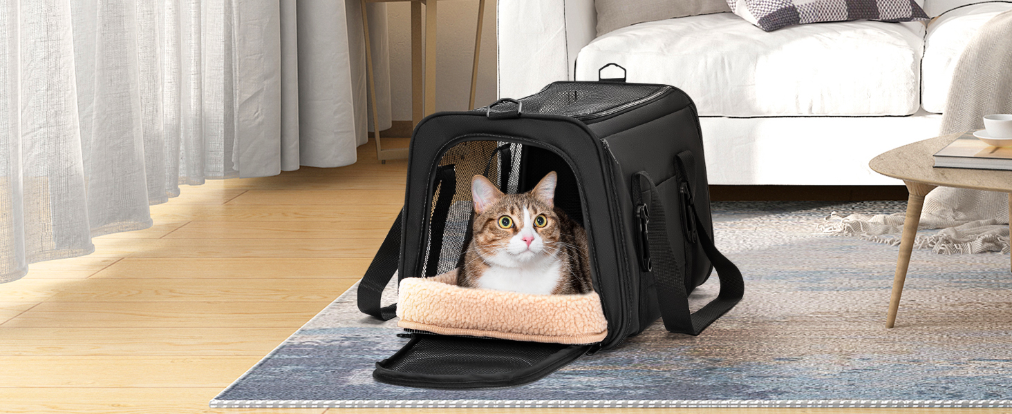 Транспортна переноска для котів та собак Petsfit - складана сумка-переноска для авто, чорна, M (45,5 x 28 x 28 см)