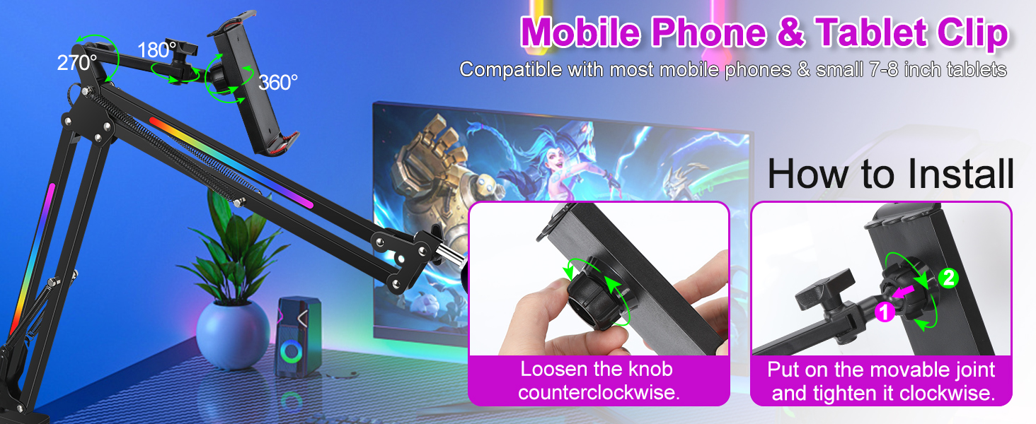 Кріплення для мікрофона YOUSHARES RGB, сумісне з Seiren Mini, V3 Mini/Chroma, Razer Seiren V2 X/Pro, Seiren X