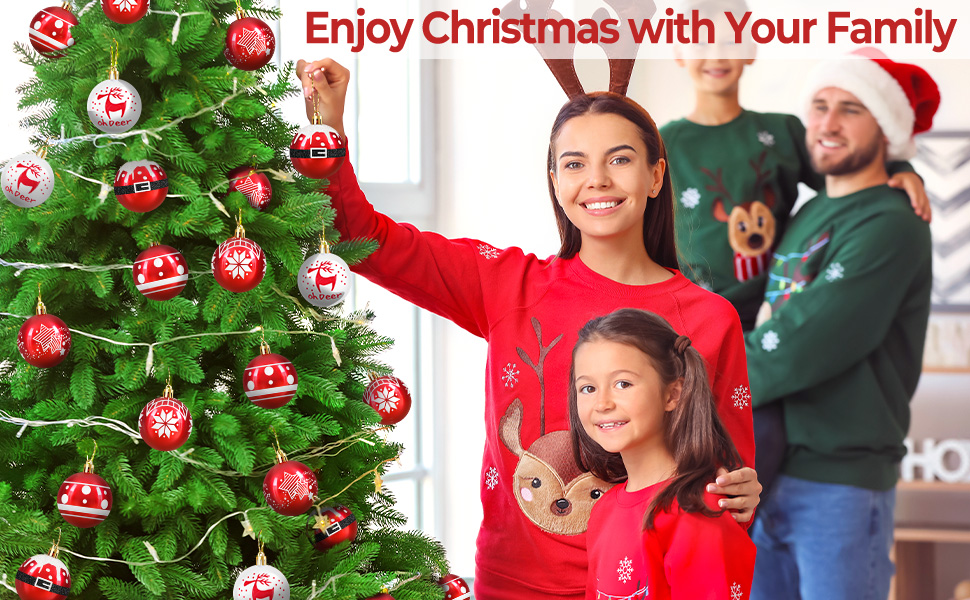 Набір прикрас на ялинку: 30 пластикових кулі діаметром 6 см (червоні та білі)