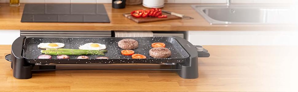 Електрична гриль-плита Cecotec Tasty&Grill 2000, 2000 Вт, нержавіюча сталь, регульована температура, антипригарне покриття