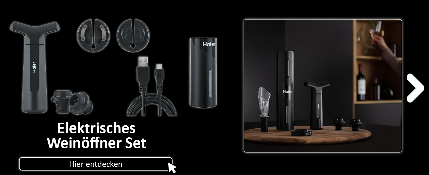 Електричний вакуумний затвор для вина Haier Premium Collection I Збереження аромату до 7 днів I Вакуумна помпа для вина, надійний, простий у використанні I Стильний подарунок для поціновувачів вина