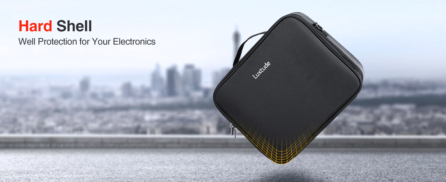 Органайзер для електроніки Luxtude: велика дорожня сумка, подвійний шар, Tech-сумка, органайзер для кабелів, для iPad (до 12,9 дюймів), чорний, XL