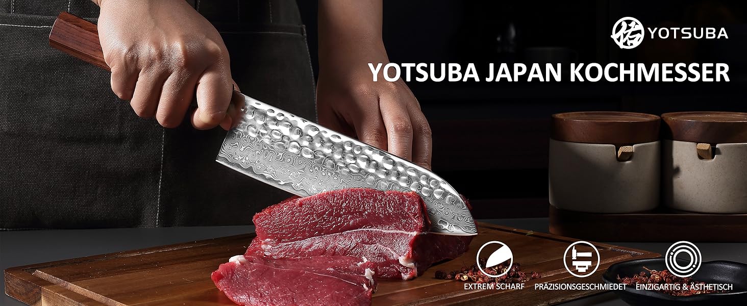 Кухонний ніж YOTSUBA Hackmesser 18 см: професійний кухонний тесак для м'яса та овочів з ергономічною ручкою з пакавуду, надзвичайно гострий