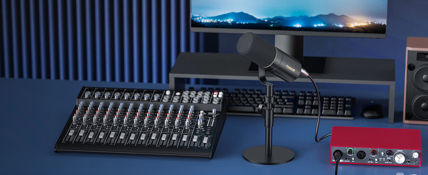 Мікрофон TONOR TD510+ для стрімінгу та запису: XLR/USB, динамічний, з кріпленням та кнопкою Mute