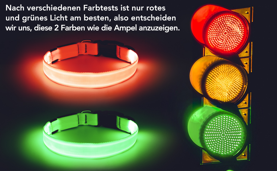 LED-нашийник для собак, перезаряджається через USB, водонепроникний, яскравий, регульований, для середніх та великих собак (зелений, M)