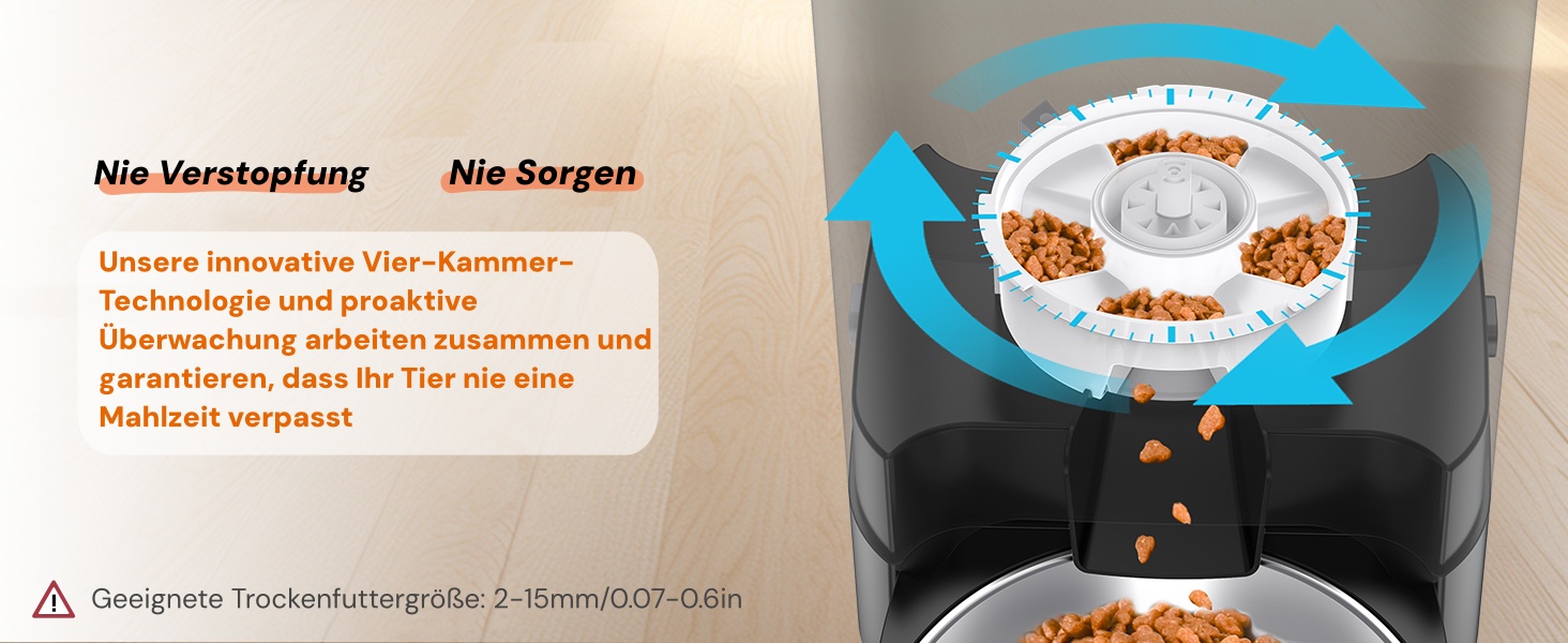 Автоматичний кормушка для котів та собак з Wi-Fi, 5L, 1-6 прийомів їжі, сенсор контролю рівня корму, чорний