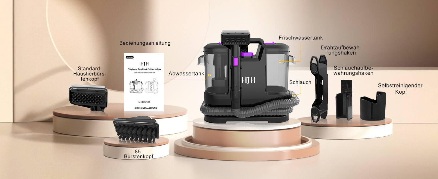 Пилосос для миття килимів та м'яких меблів з насадкою для шерсті тварин, 450W, для дому та автомобіля