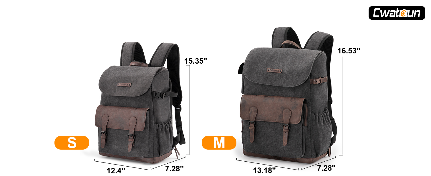 Водонепроникний рюкзак для камери Cwatcun з брезенту, професійний фоторюкзак, вінтажний стиль, сумісний з Sony, Canon, Nikon (S, чорний)