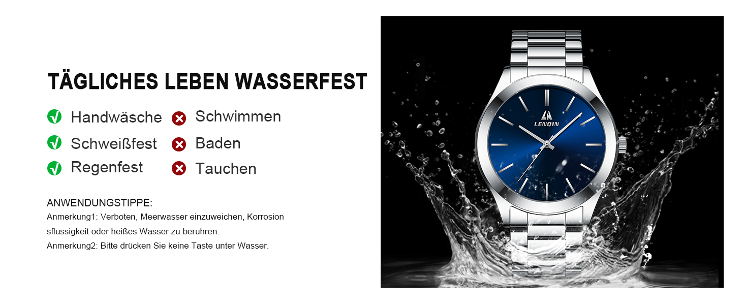 Годинник чоловічий LENQIN з нержавіючої сталі, аналоговий кварцовий годинник, водостійкий 30м, для бізнесу та повсякденного носіння, колір срібно-блакитний