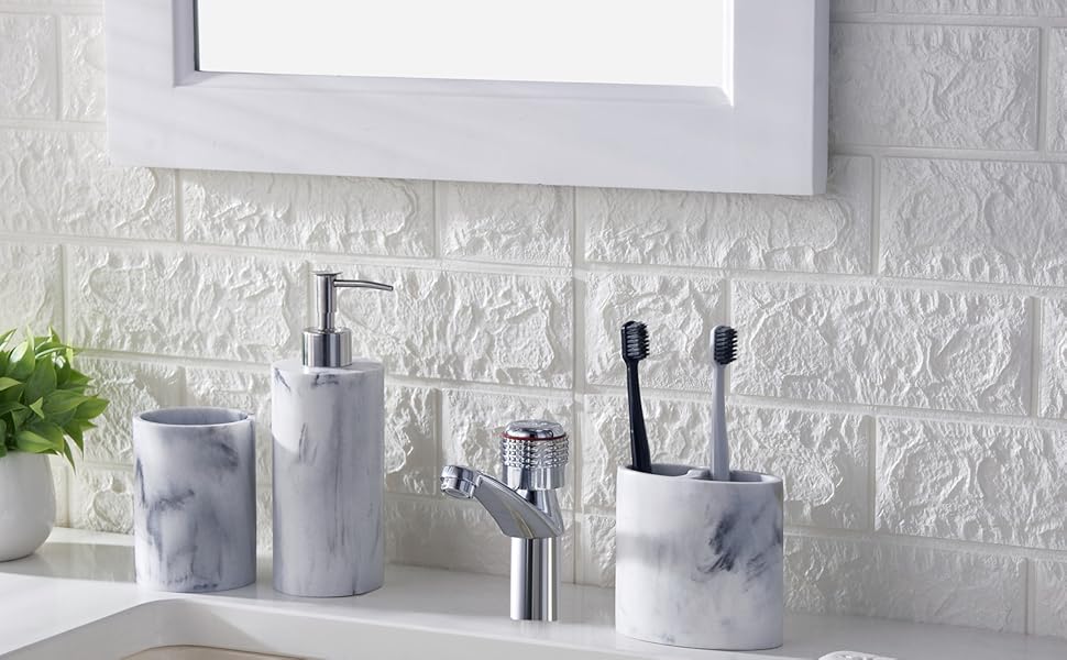 Набір для ванної кімнати ZCCZ: органайзер 4 в 1 (тримач для зубних щіток, дозатор мила, мильниця, стаканчик) – елегантний дизайн