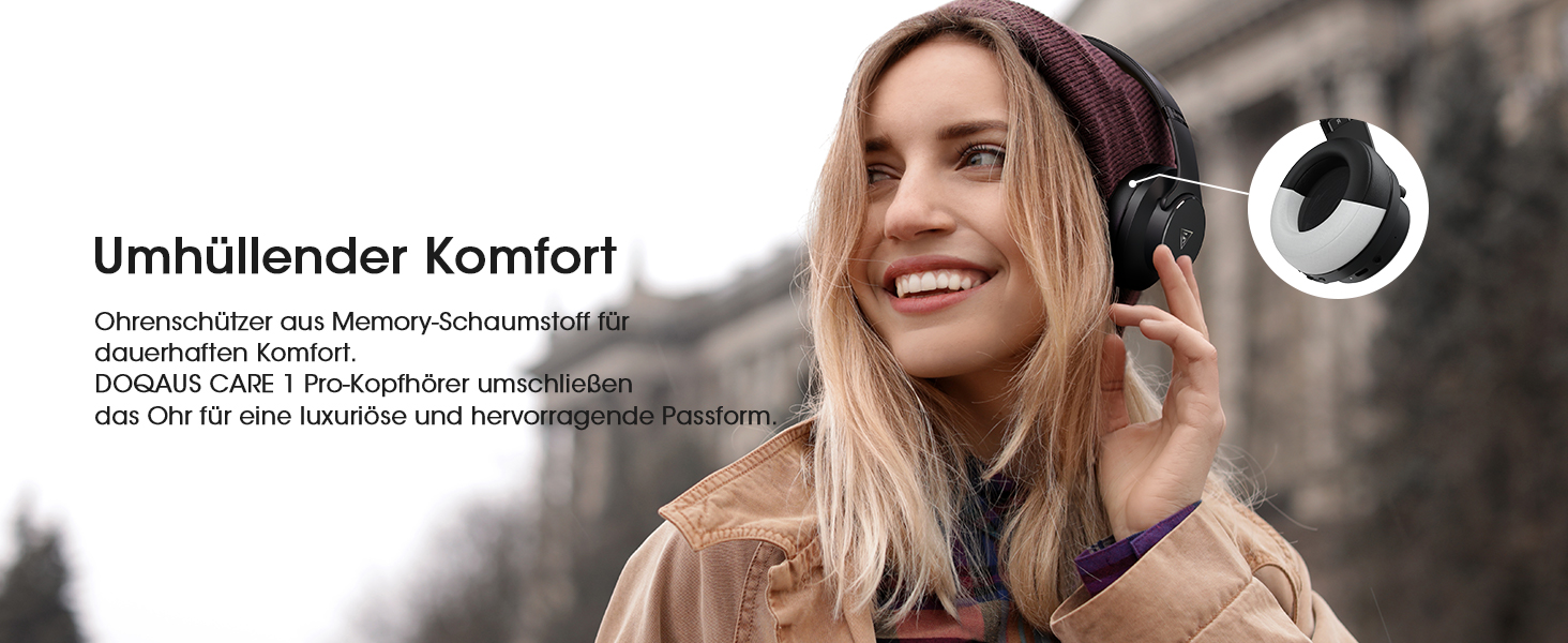 DOQAUS Bluetooth навушники Over-Ear, 90 годин роботи, Bluetooth 5.3, бездротові навушники з мікрофоном, HiFi стерео звук, глибокий бас, для телефону, подорожей, чорний