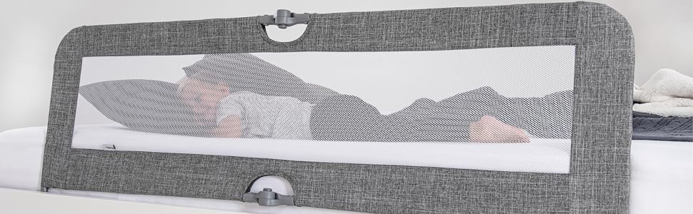 Захисний бортик для ліжка hauck Sleep N Safe Plus XL, дитячий, 150x50x44 см, складаний, для дітей 18 міс-5 років, сірий меланж, підходить для ліжок 200-220 см