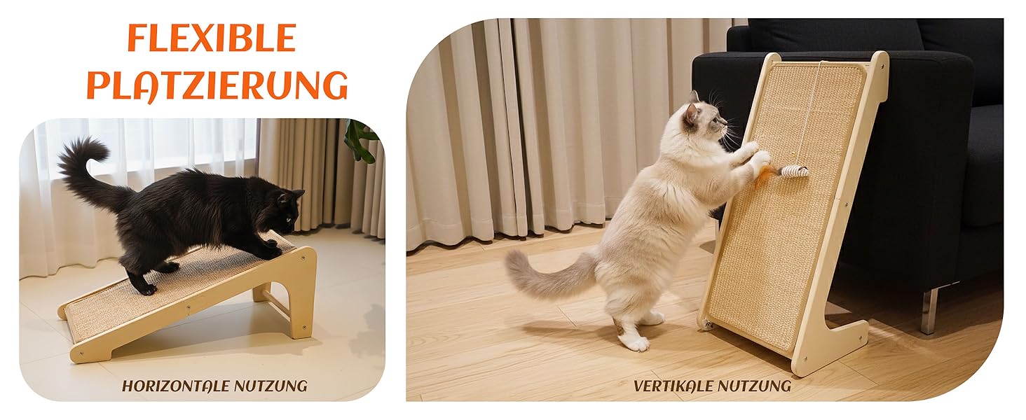 PETKARAY Дряпка для котів, L-подібна дряпка з сизалю, 68 см, 2-в-1, для стіни та кута (з котячою м'ятою, іграшка-мишка), бежевий