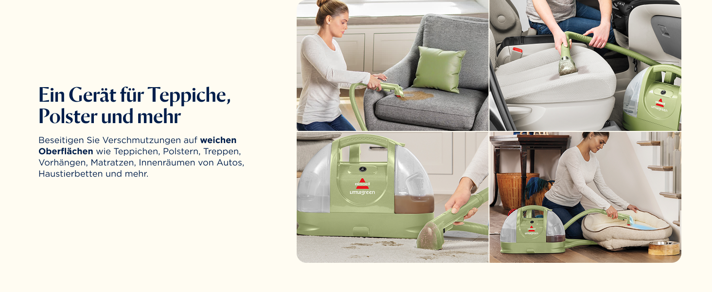BISSELL Little Green: портативний мийний пилосос для килимів та м'яких меблів. Ефективне видалення плям та бруду. Потужний 340W мотор, модель 4098N