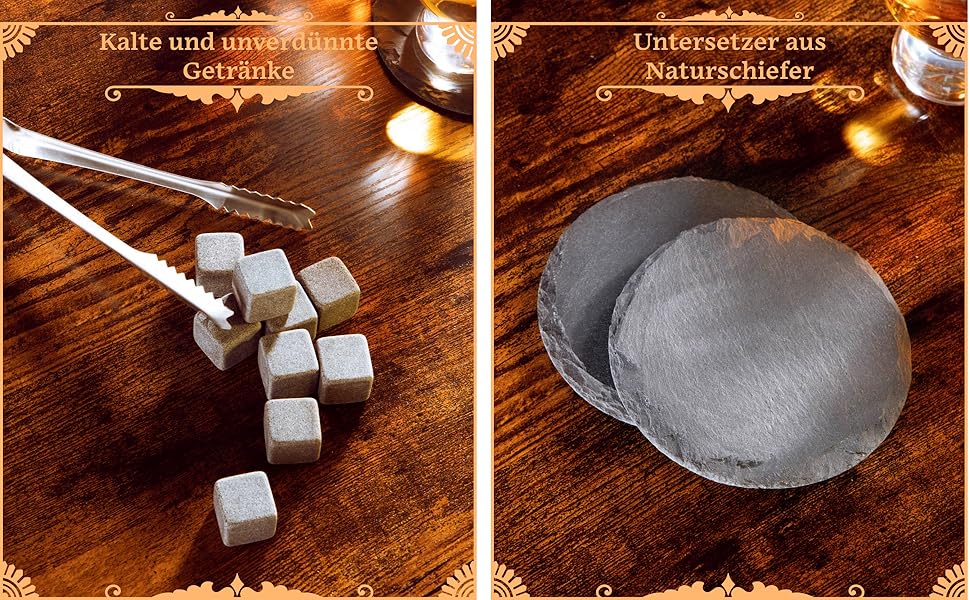 Набір склянок для віскі з аксесуарами та охолоджувальними каменями - 2 склянки, 8 каменів, пінцет з нержавіючої сталі - подарунковий набір віскі для чоловіків. 2 кришталеві келихи (2 тюльпанових келиха)