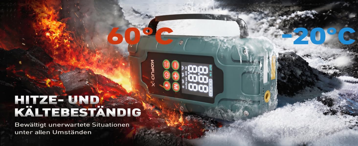 Пусковий пристрій (бустер) для авто 12V 7000A з компресором та Powerbank, колір зелений