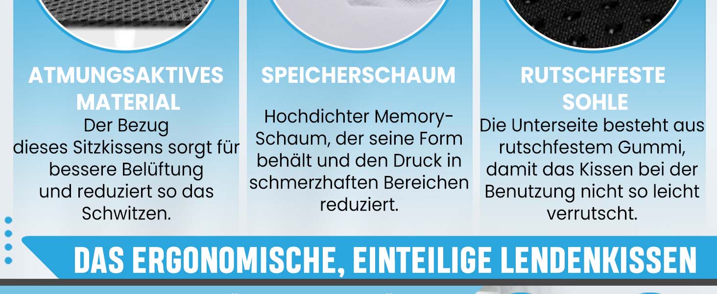 Подушка для сидіння з піни Memory Foam для попереку та куприка: підтримка при ішіасі, болях у куприку, для офісного крісла, авто, інвалідного візка, дому