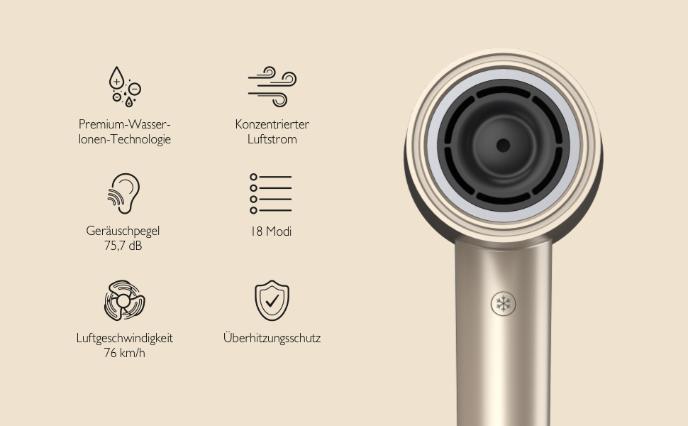 Фен Silk'n SilkyAir Pro з безщітковим мотором та іонізацією - преміум якість, колір шампань