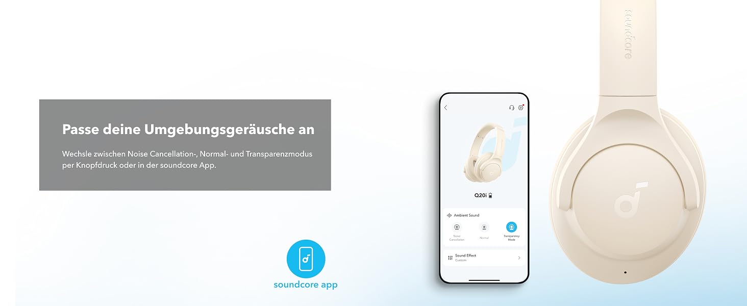 Бездротові Bluetooth-навушники Soundcore by Anker Q20i з гібридним активним шумозаглушенням (ANC), Hi-Res Audio, 40 годин роботи, білі (Відновлені)