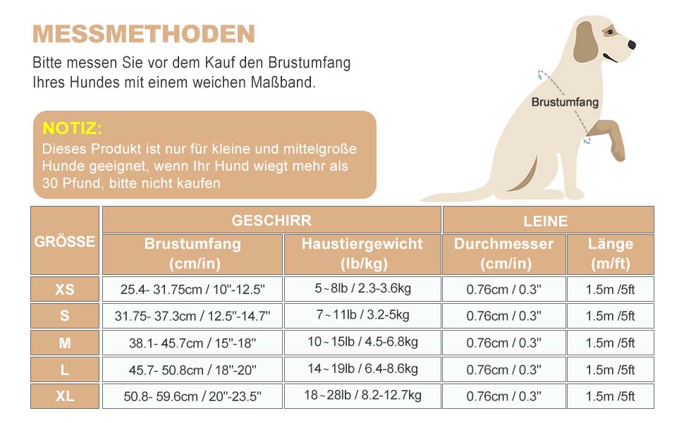 Нашийник та поводок для собак Haapaw, антинатяг, регульований, світловідбиваючий, Step-in, для цуценят та маленьких собак, посилена підкладка, колір Бежевий, розмір M (38.1-45.7 см, 4.5-6.8 кг)