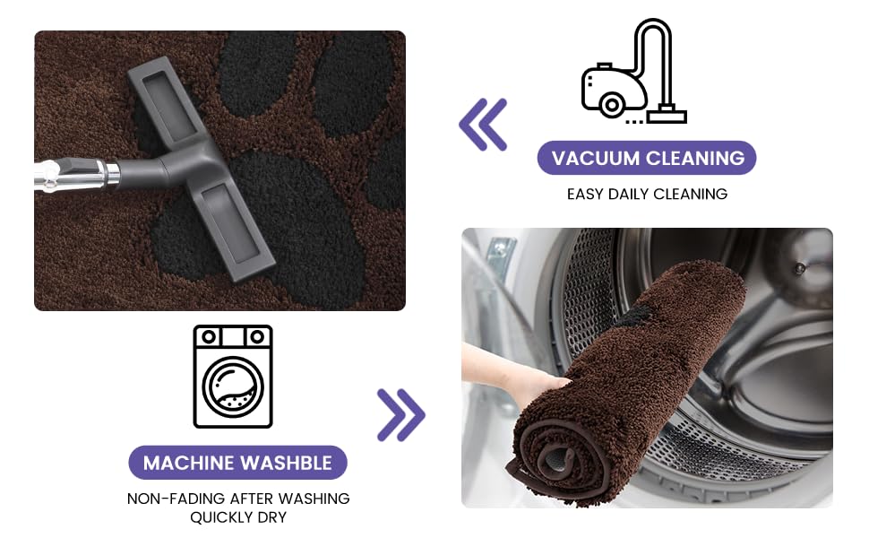 Килимок для дому 50x80 см, антиковзкий, миючий, низький профіль, супер вбираючий, для брудних лап собак, коричневий