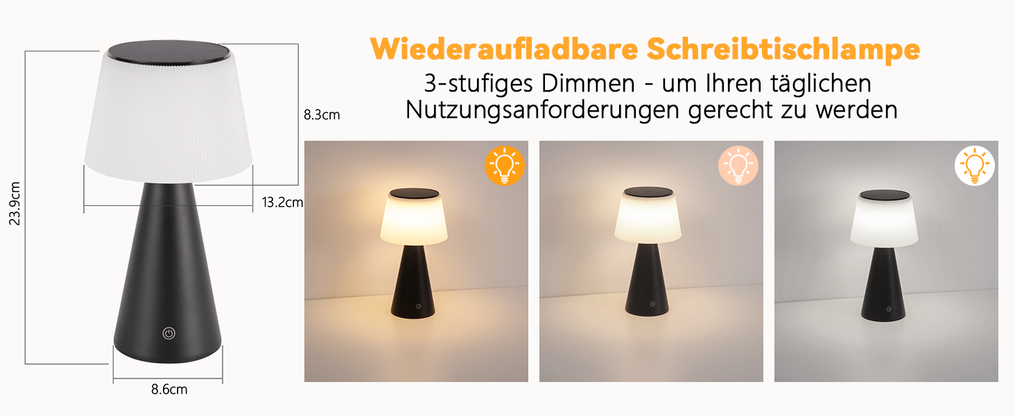Настільна лампа акумуляторна LED 2 шт. чорна - бездротова, сенсорна, з USB зарядкою для спальні, вітальні, вулиці (3600mAh)