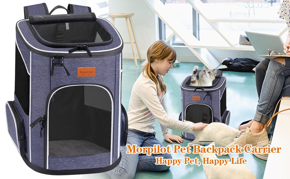 Рюкзак-переноска для котів та маленьких собак Morpilot, 7 кг, блакитний, 33L x 28B x 42H см
