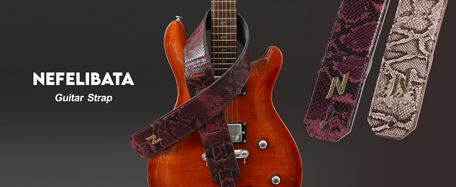 Шкіряний гітарний ремінь Nefelibata 2.3' з повним тисненням, м'яка підкладка, для бас-, електро- та акустичної гітари (Sahara Yellow Embossed) - колір Sahara Yellow (сірий)