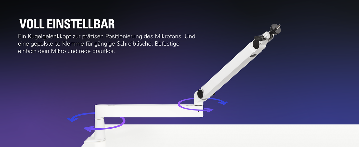 Elgato Wave Mic Arm LP White - Мікрофонна стійка Elgato Wave LP White для подкастів, стрімінгу та геймінгу