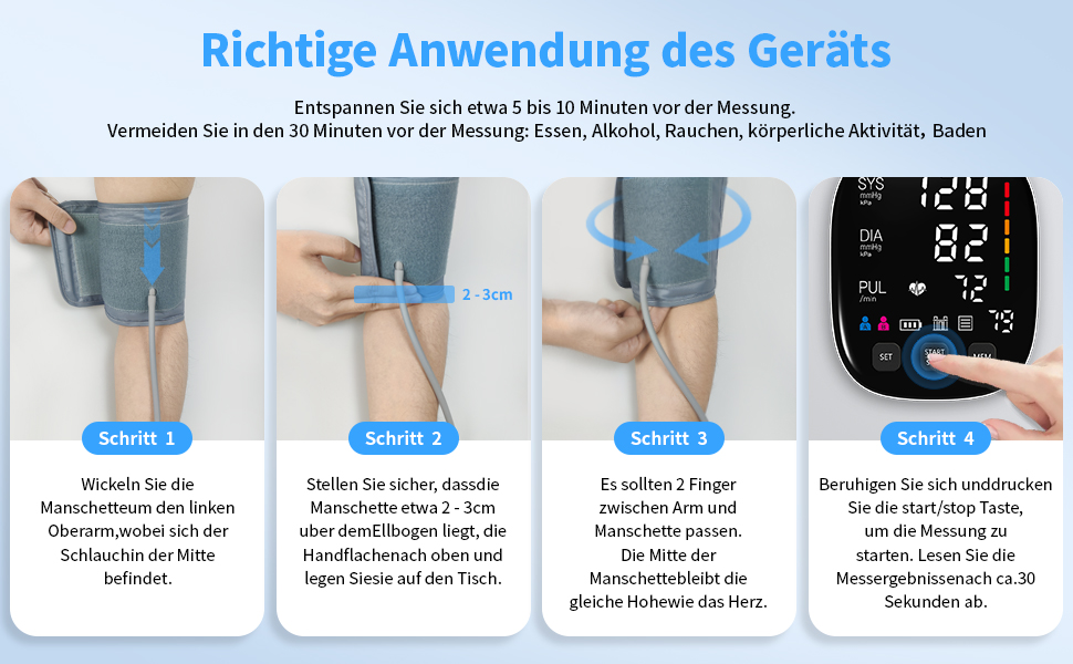 Тонометр на плече з великим LED-дисплеєм, визначення аритмії, вимірювання пульсу та індикатор ризику, 2×199 місця пам'яті, USB-порт, манжета 22-42 см